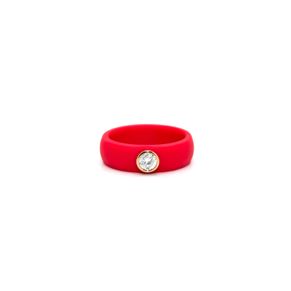 14K Yellow Gold Silicone Diamond Ring