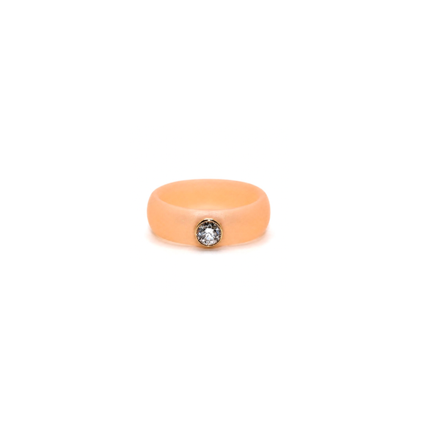 14K Yellow Gold Diamond Champagne Silicone Ring