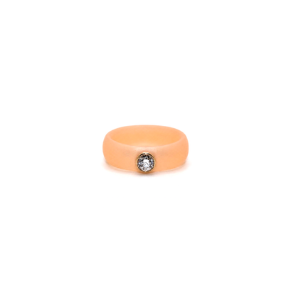 14K Yellow Gold Diamond Champagne Silicone Ring