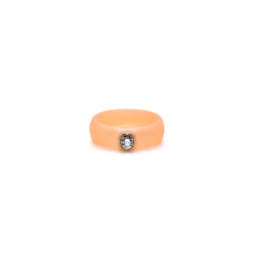 14K Yellow Gold Diamond Champagne Silicone Ring