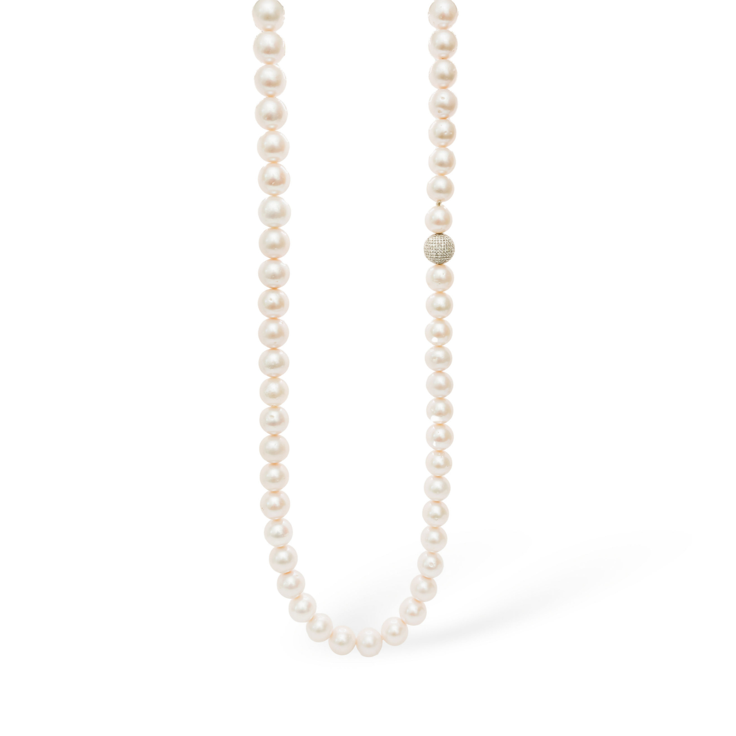 Snow White Tahitian Pearl Silver Necklace