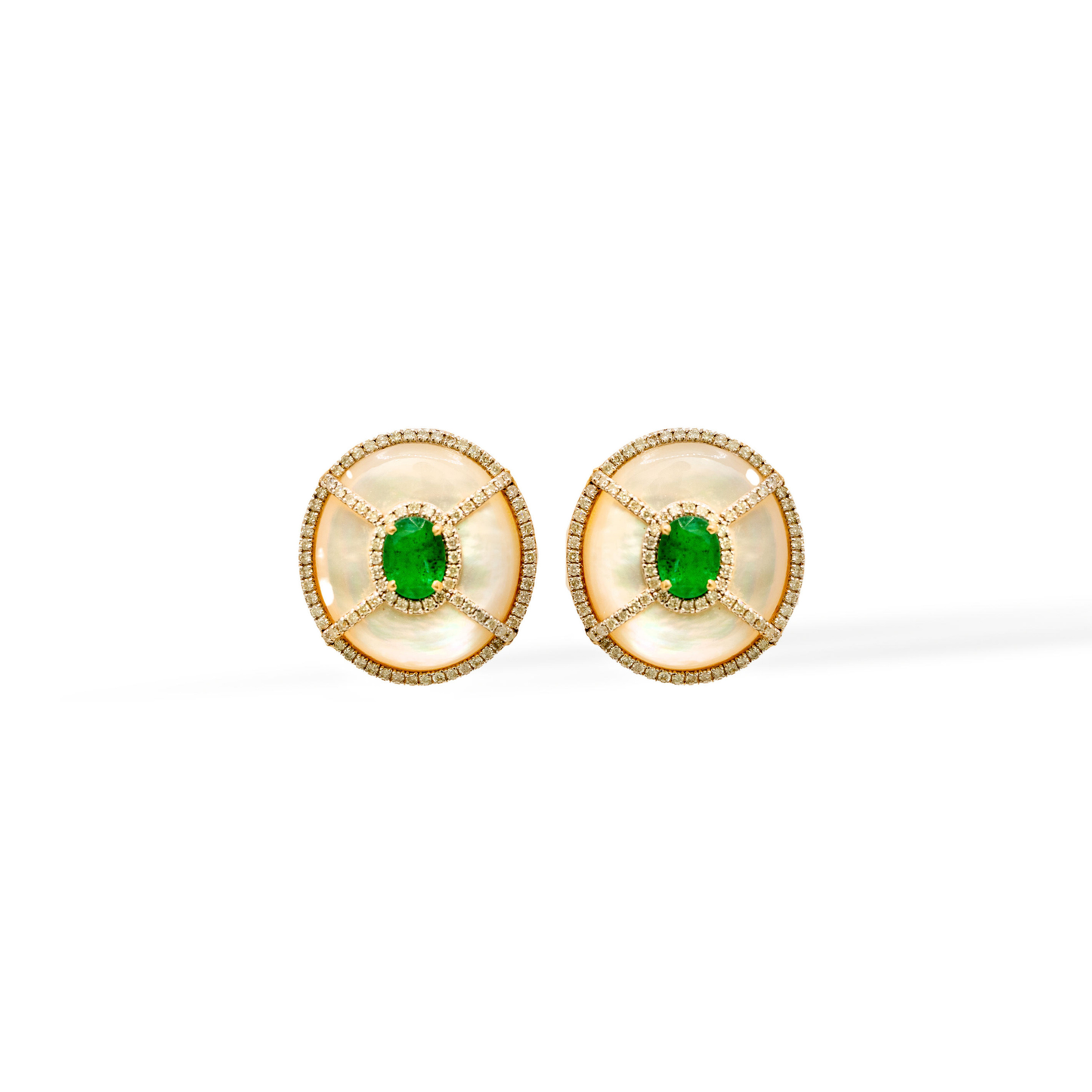 18K Yellow Gold Verdant Halo Earrings