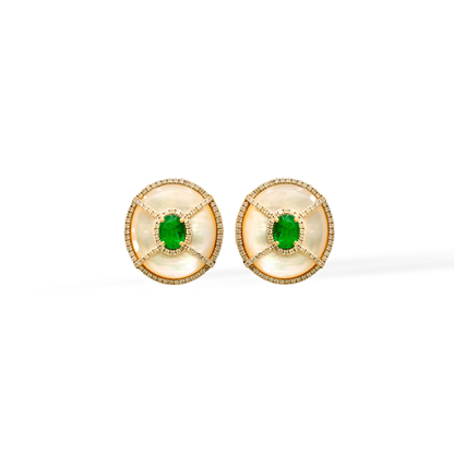 18K Yellow Gold Verdant Halo Earrings