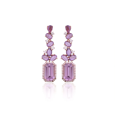 Sublime Orchid Kunzite, Sapphire & Diamond Earrings