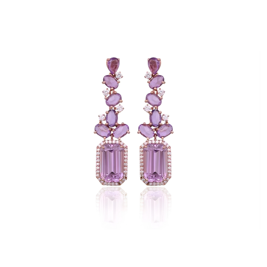 Sublime Orchid Kunzite, Sapphire & Diamond Earrings