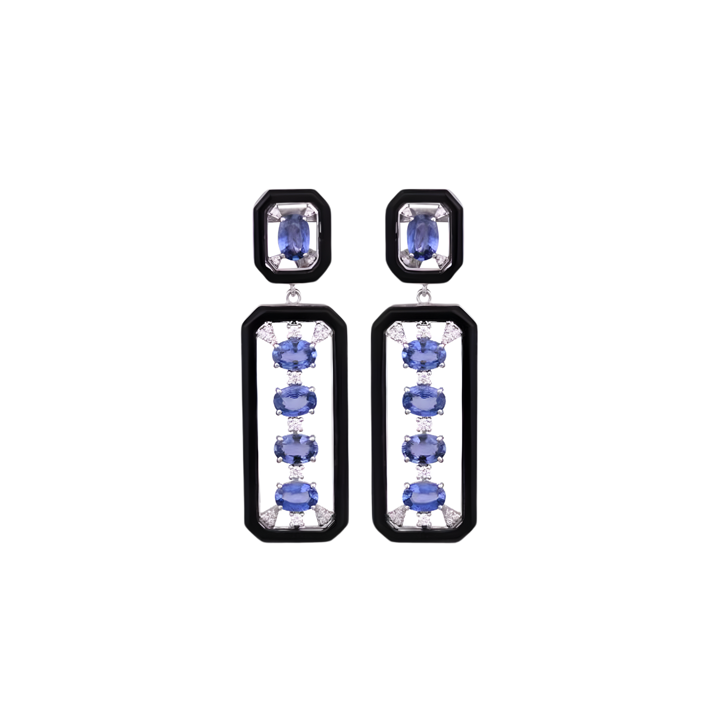 Ligne Royal Sapphire Onyx and Diamond Drops