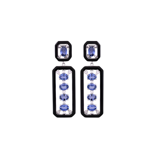 Ligne Royal Sapphire Onyx and Diamond Drops