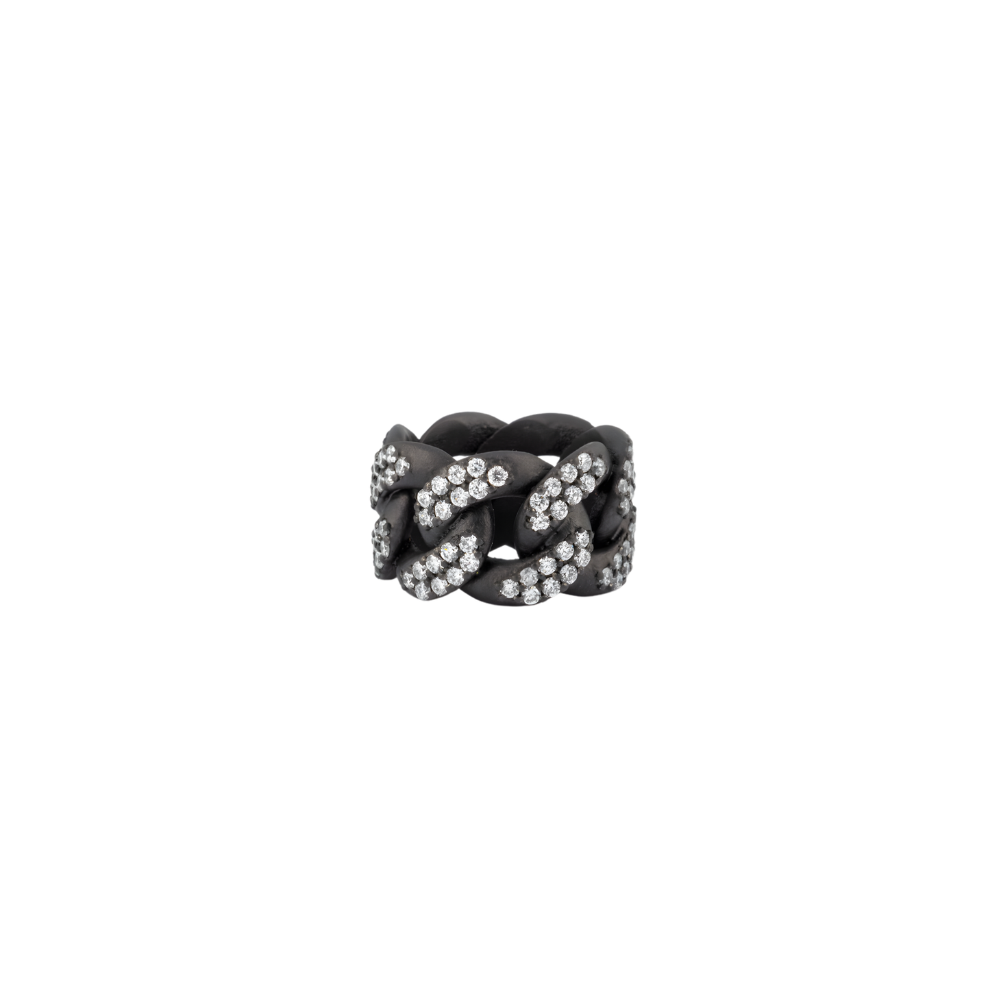 Sky Luxury Links Ring in Satin Titanium with White Diamonds