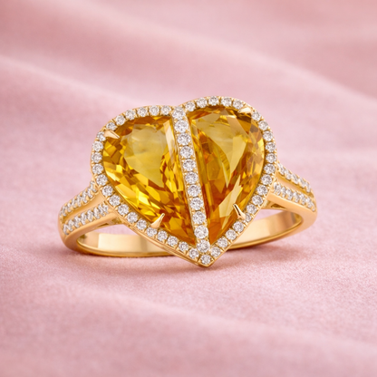 18K Gold Heart Diamond Ring