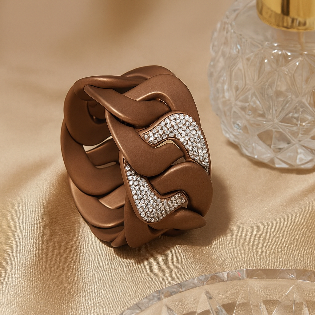 Titanium Bracelet With Brown Diamonds