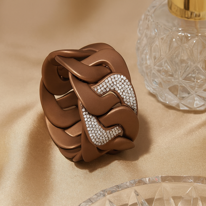 Titanium Bracelet With Brown Diamonds