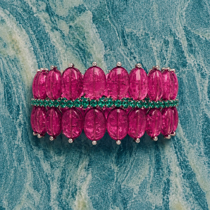 18K Gold Watermelon Tourmaline Bracelet