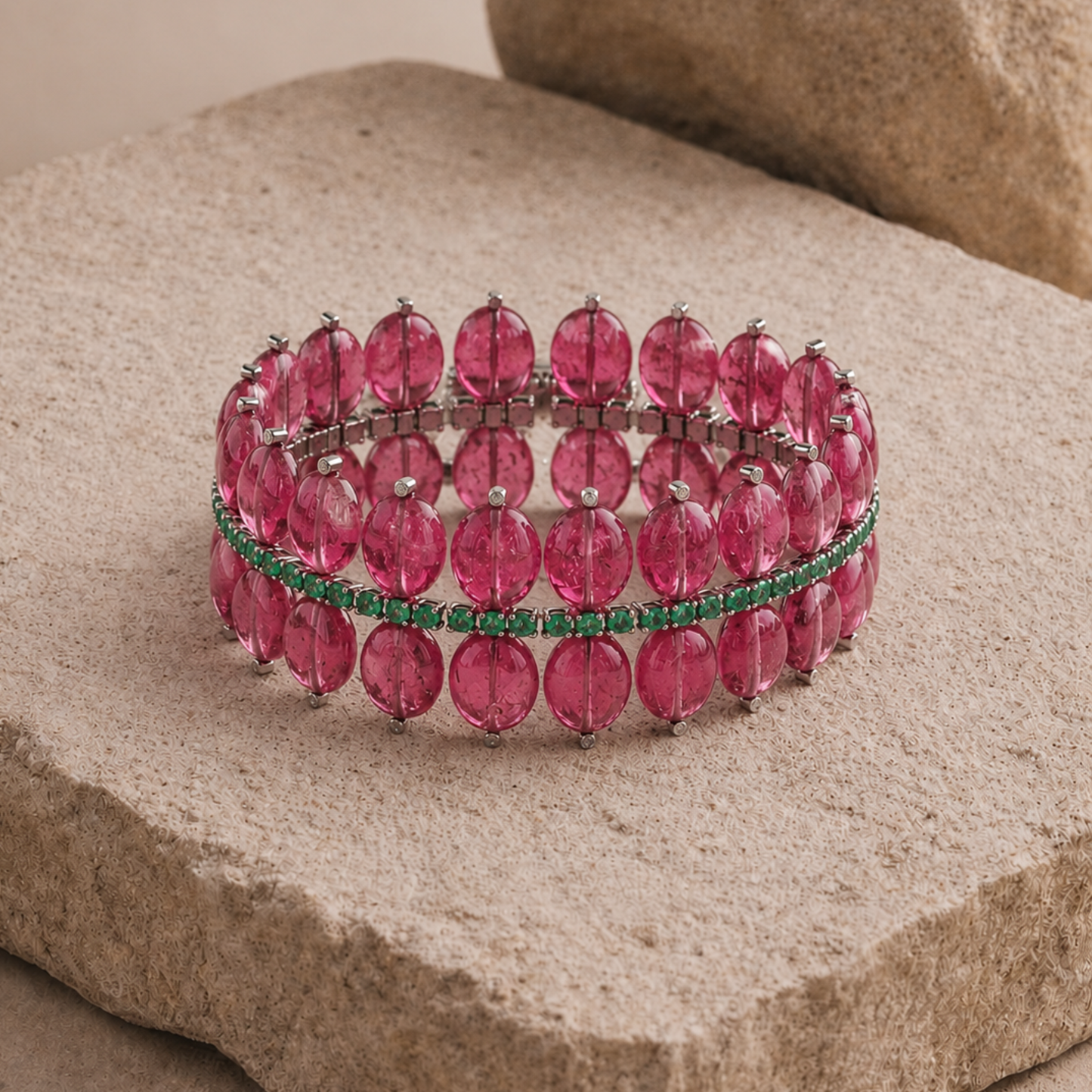 18K Gold Watermelon Tourmaline Bracelet