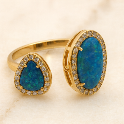 Azure Sky Double Stone Ring