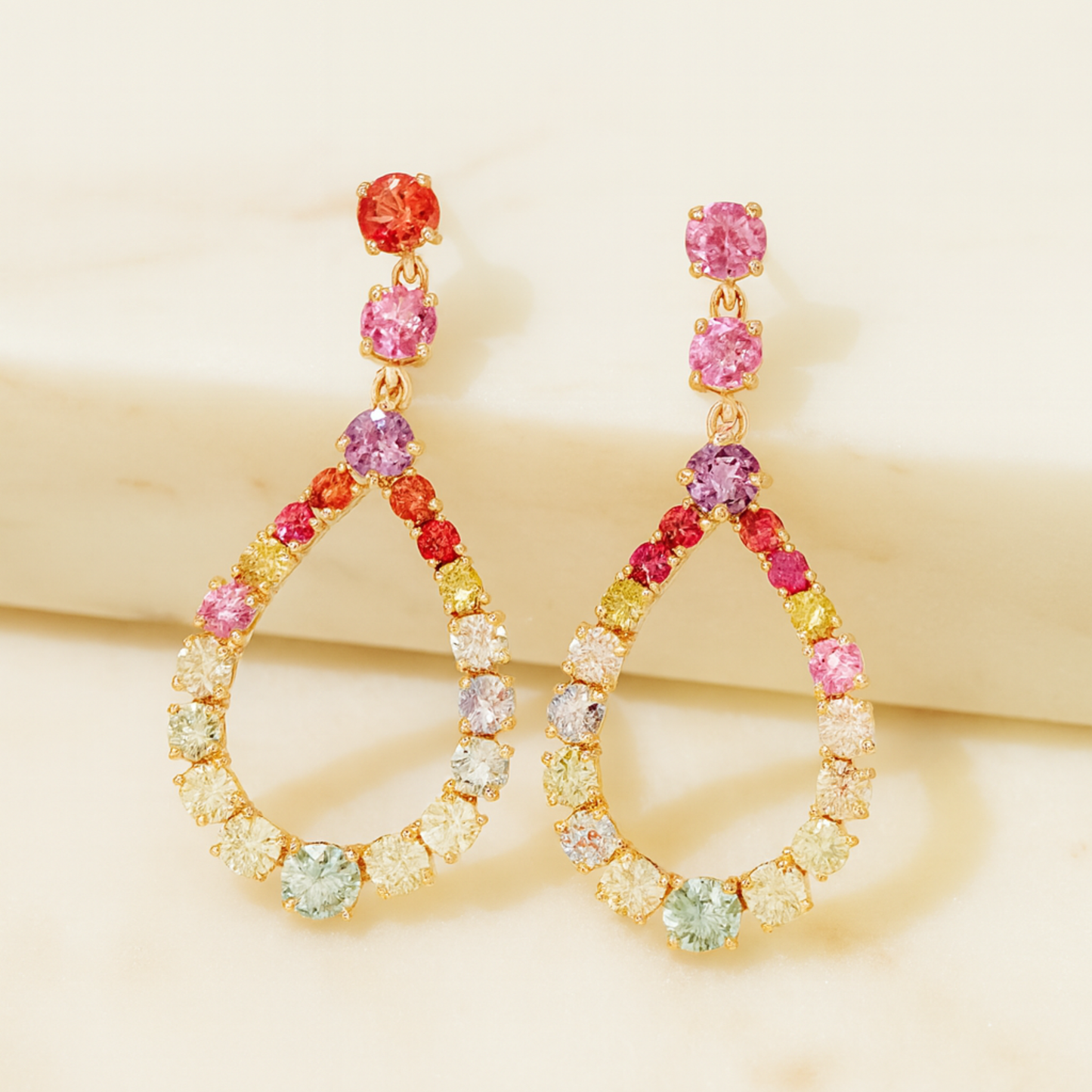 14K Yellow Gold Multi Sapphire Fiore di Luce Earrings