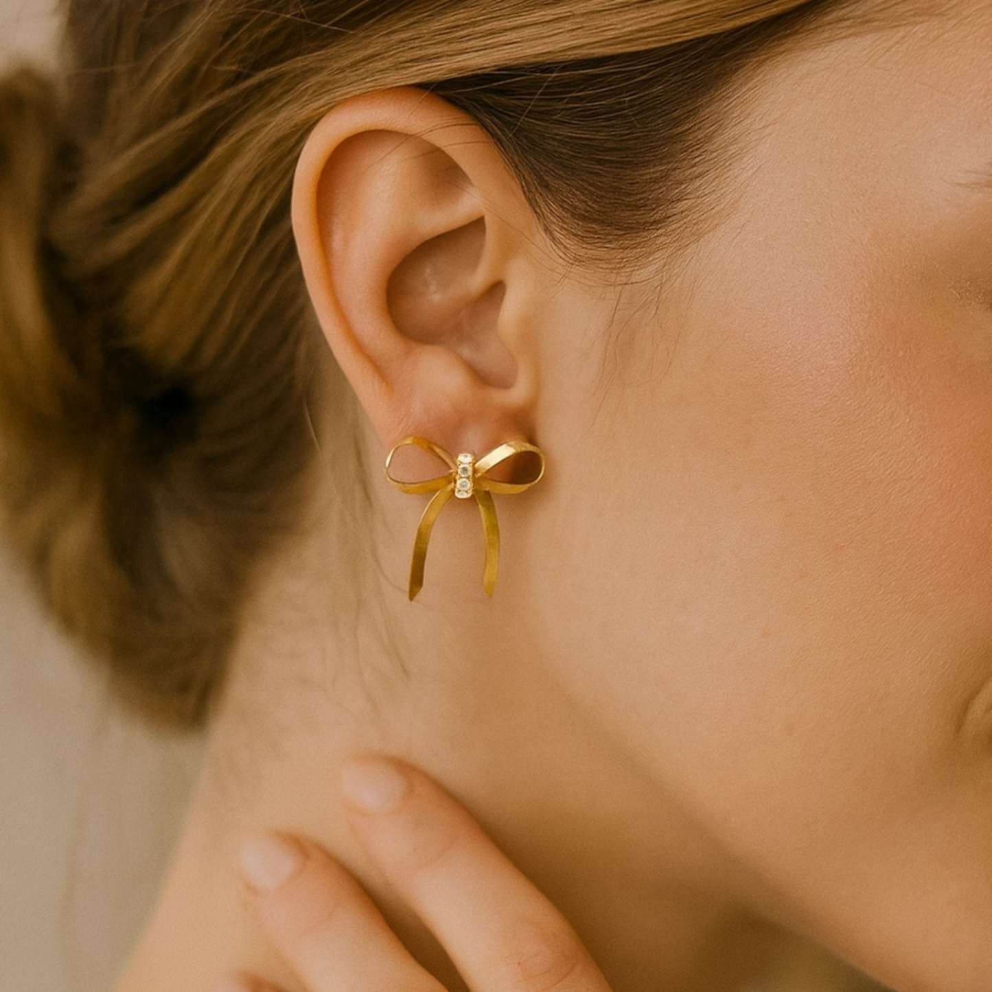 Diamond Tied in Gold Earrings