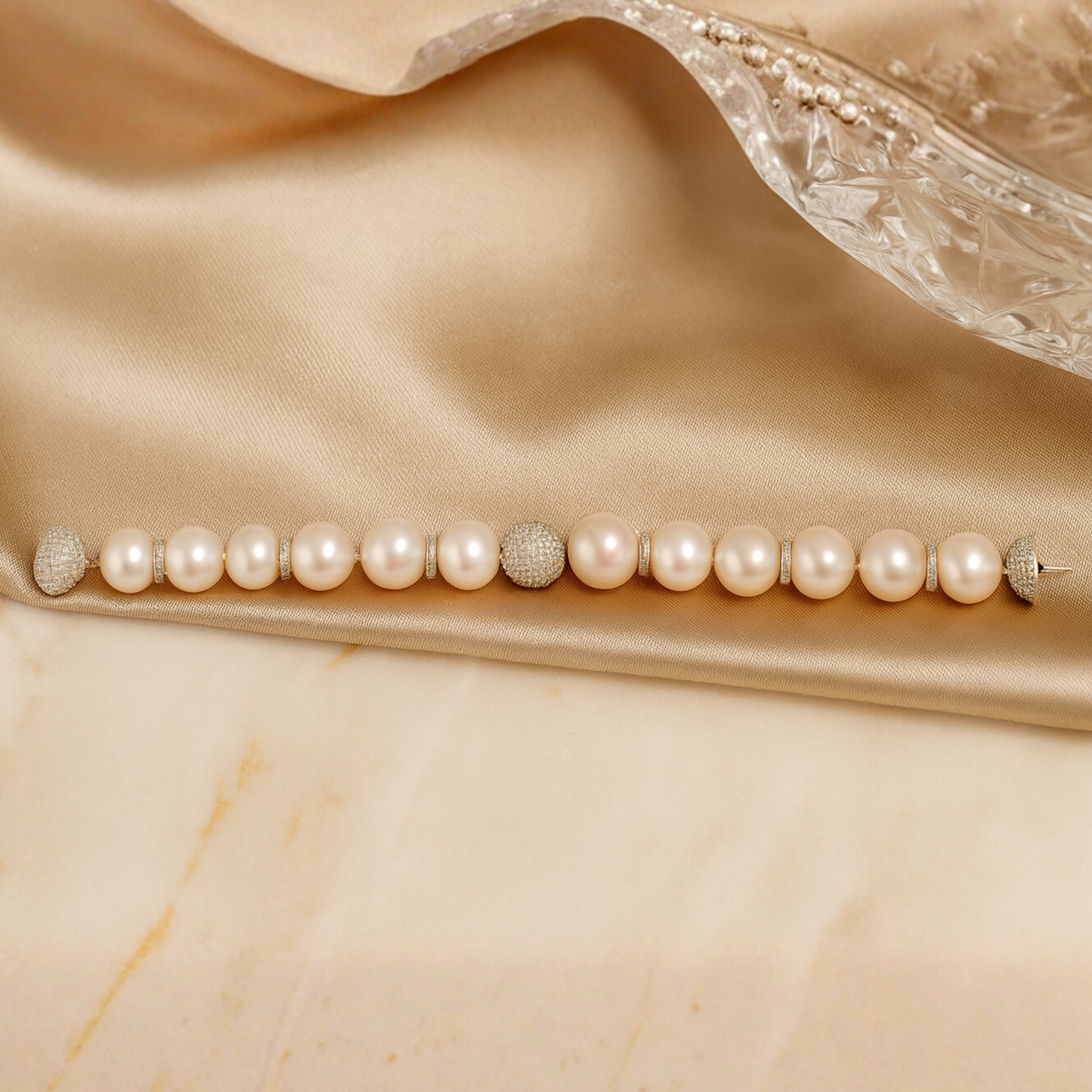 Silver 925 Snow White Tahitian Pearl Bracelet