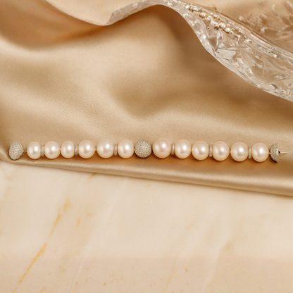 Silver 925 Snow White Tahitian Pearl Bracelet
