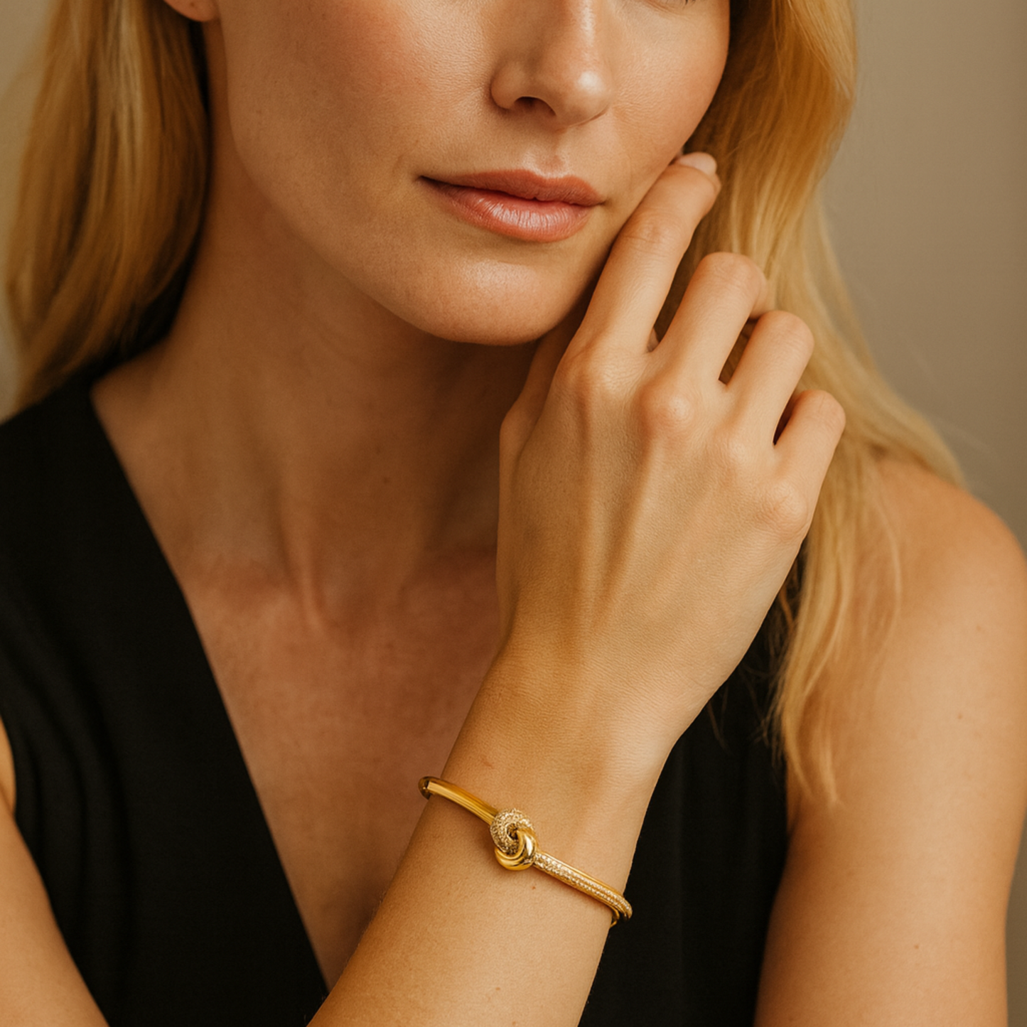 18K Yellow Gold Gilded Knot Bangle