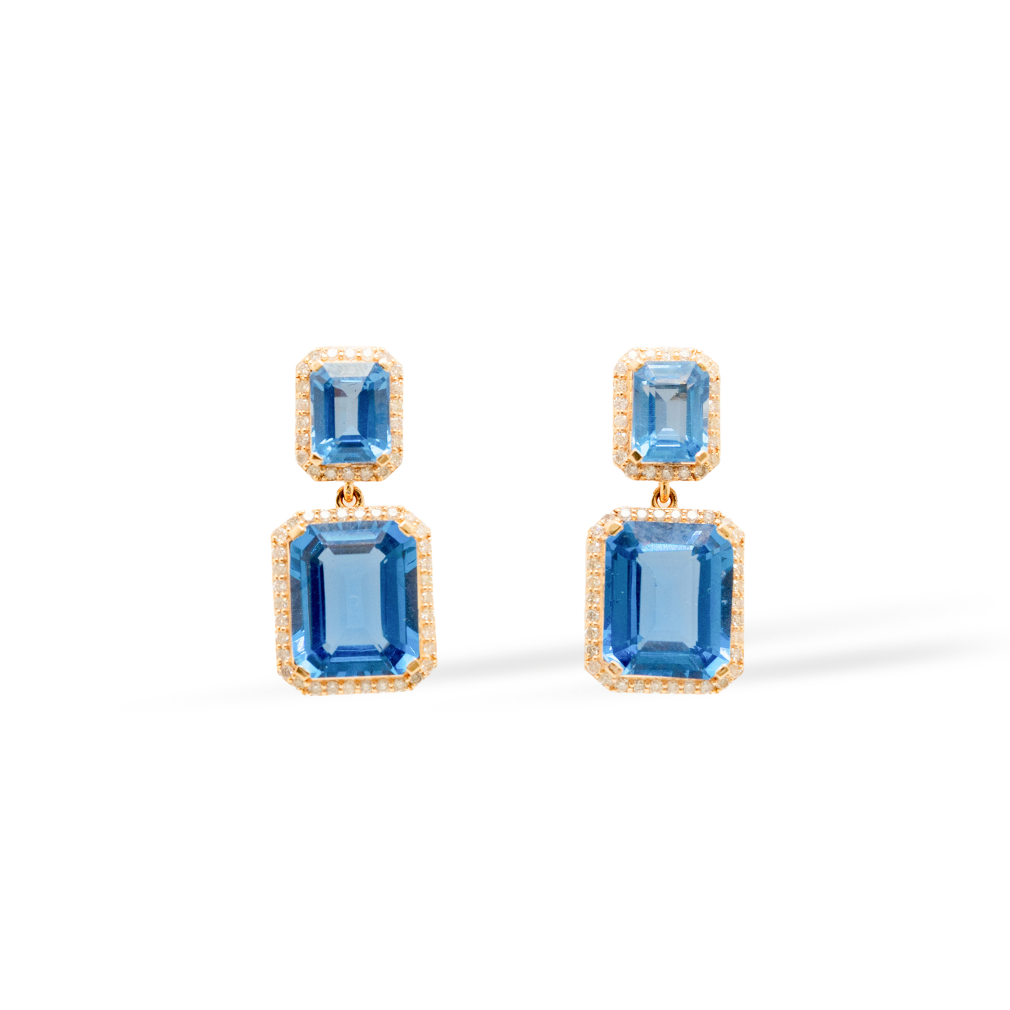 14K Yellow Gold Imperial Blue Earrings