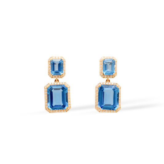 14K Yellow Gold Imperial Blue Earrings