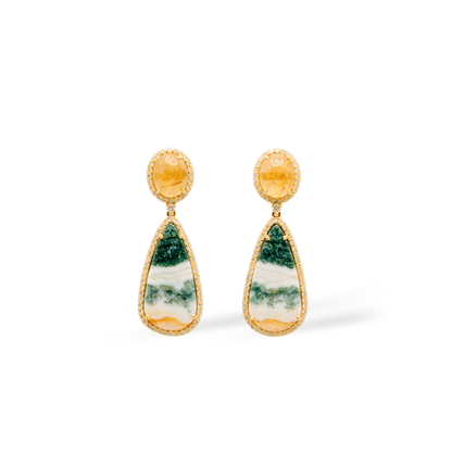 14K Yellow Gold Quartz & Agate Lustre Botanica Earrings
