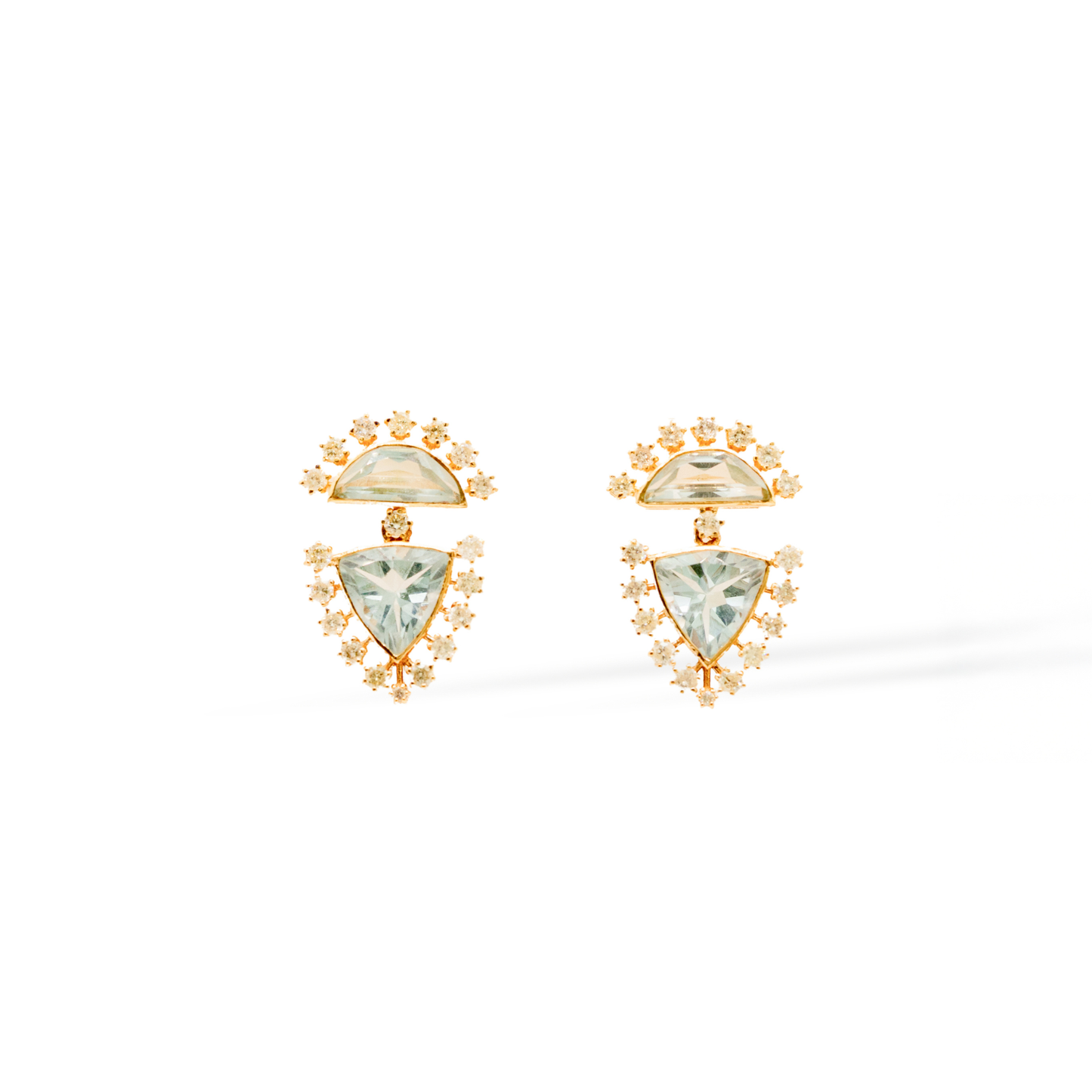 14K Yellow Gold Celestine Prism Sky Blue Topaz Earrings