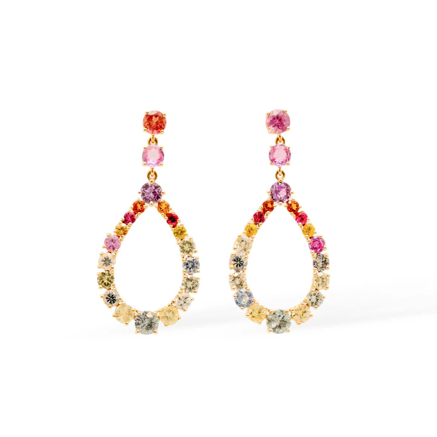 14K Yellow Gold Multi Sapphire Fiore di Luce Earrings