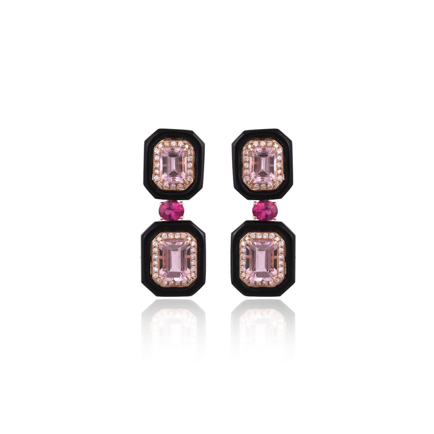 14K Yellow Gold Noir Rose’ Earrings