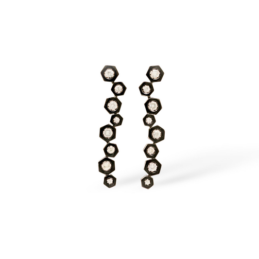 Onyx & Diamond Shadowlight column Earrings